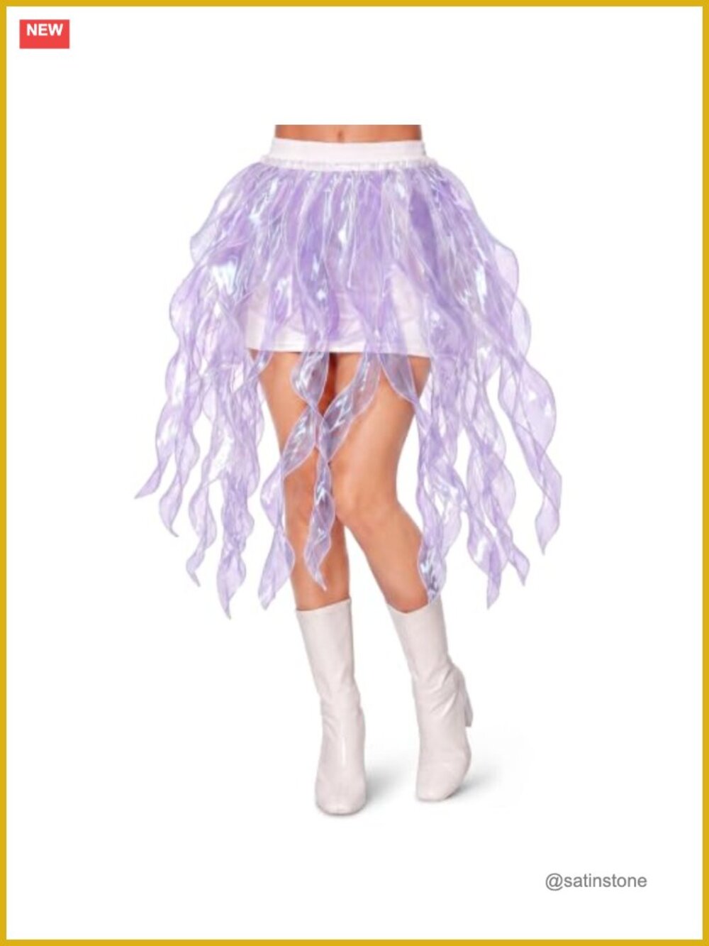 Holographic Jellyfish Skirt Mermaid Costume Ruffled Cosplay